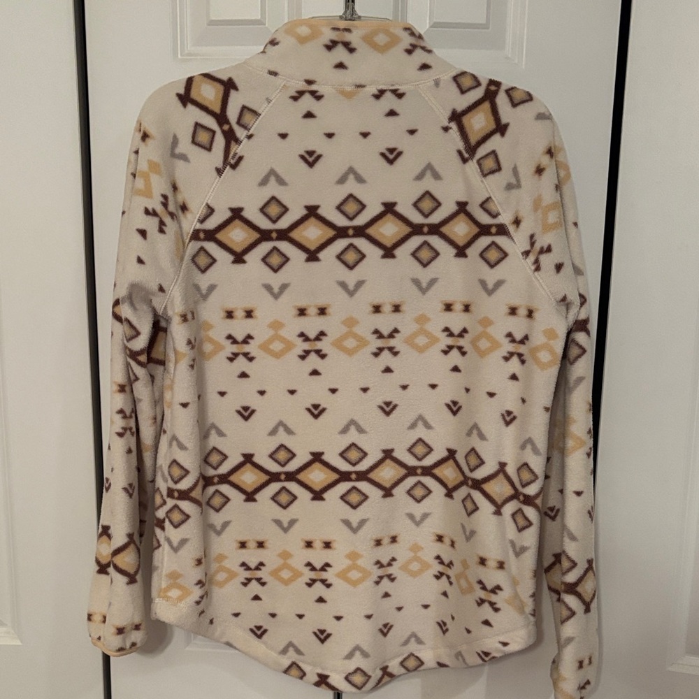 Sonoma Cream and Brown Patterned Fleece Pullover - Picture 6 of 7